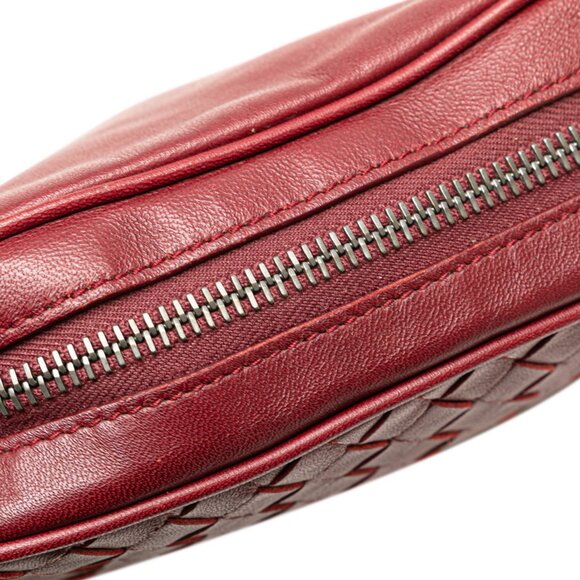 BOTTEGA VENETA Red Leather Intrecciato Fanny Pack
